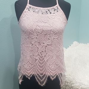 Womens Flirty Lace Halter Tank